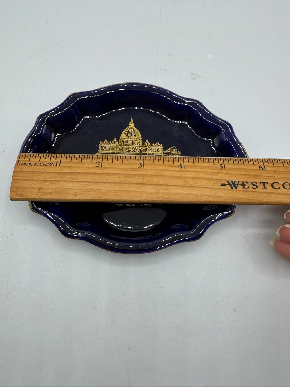 Dark Blue Porcelain Trinket Dish/Catchall Tray Piazza San Pietro